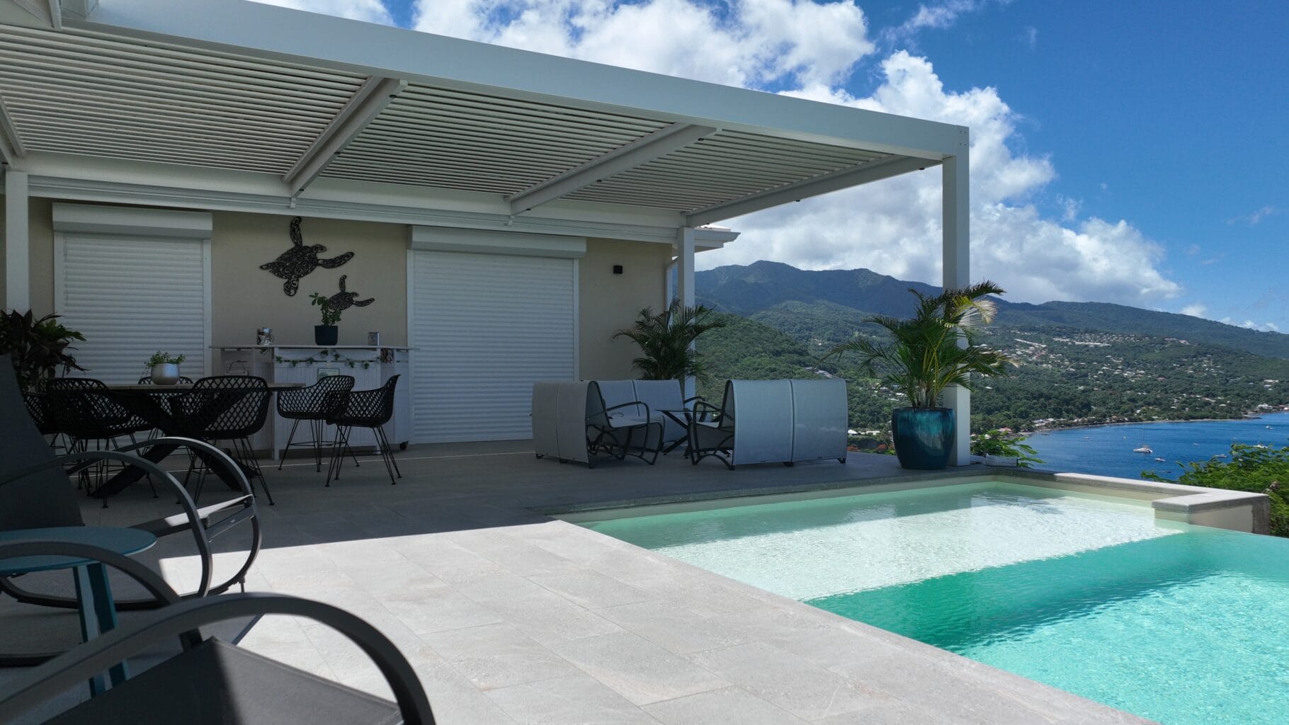 GCF-Guadeloupe- Pergola ALU Bioclimatique lames ALU Motorisées